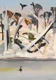 Dark River with Black Swan, Bundanon Series (1984) by Arthur Boyd, 1984, oil on composition board, sold Mar 2015
