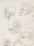Luis Vargas, Five Heads (1983), 1983, pencil on paper