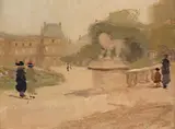 Elizabeth Dickson Gibson, Luxembourg Gardens (double sided), oil on wood panel