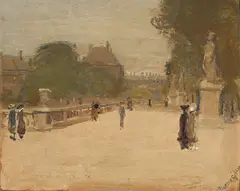 Elizabeth Dickson Gibson, Luxembourg Gardens (double sided), oil on wood panel
