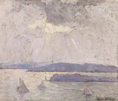 A Rift in the Clouds 1920 by Norman Lloyd, 1920, oil on canvas on board, sold Mar 2015