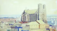 (Cathedral) 1913 by Sydney Long, 1913, watercolour, sold Mar 2015