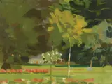 Max Meldrum, Ballarat Gardens, Golden Ash, 1923, 1923, oil on composition board