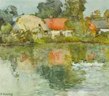 David Davies, Village Pond, watercolour on paper