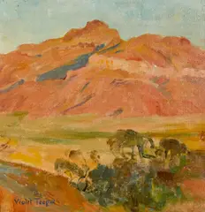 Violet Teague, (Central Australian Sunset), oil on canvas on cardboard