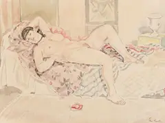 Reclining Nude (circa 1940) by Thea Proctor, 1940, watercolour over pencil on paper, sold Mar 2015