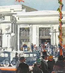 Harold Herbert, The Opening of Parliament 1927, 1927, pencil, watercolour and gouache on paper