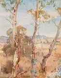 Hans Heysen, Mount Barker Landscape in Summer, watercolour on paper