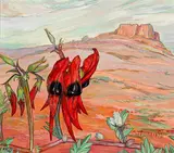 Criss Canning, Desert Landscape with Sturt Pea 2013, 2013, oil on composition board