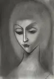 Robert Dickerson, (Girl with Long Hair), charcoal on paper