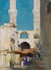 Cairo by Arthur Streeton, oil on canvas on board, sold Nov 2014