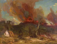 Hans Heysen, Bushfire, Hahndorf, South Australia (1912), 1912, oil on canvas