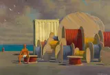 Jeffrey Smart, First Study for On the Wharf, Livorno (2001)