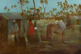 (Stockman and Horse in Outback Australia) by Ray Crooke, oil on canvas, sold Nov 2014