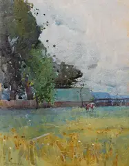 The Grazing Paddock 1908 by Sydney Long, 1908, watercolour on paper, offered Nov 2014