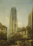 Henry Gritten, Tour de Beurre, Rouen Cathedral, from the Place de la Calendre 1853, 1853, oil on canvas