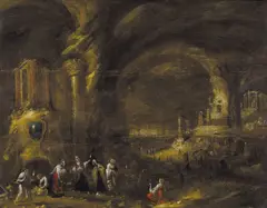 Rombout van Troyan, (Cave Dwellers), oil on board