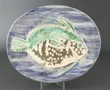 Poisson Bleu (A.R. 180) by Pablo Picasso, Terre de faience dish earthenware; ceramic, Madoura edition, sold Oct 2014