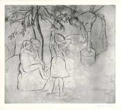 Suzanne Valadon, (Figures Washing Clothes) 1910, 1910, etching on paper