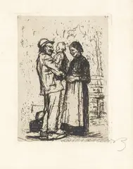 Begrussung by Käthe Kollwitz, etching on paper, sold Oct 2014
