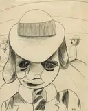 9 O'Clock 1953 by Charles Blackman, 1953, pencil on paper, offered Oct 2014