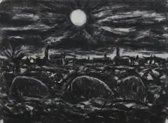 (Landscape with Rocks) 1977 by Peter Booth, 1977, charcoal and pastel on paper, offered Oct 2014