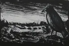 Peter Booth, (Raven) circa 1977, 1977, charcoal, pastel and casein on paper