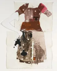 Sally Smart, Delicate Cutting (Dress) 1994, 1994, oil paint and ink on paper with collage elements