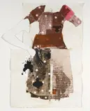 Sally Smart, Delicate Cutting (Dress) 1994, 1994, oil paint and ink on paper with collage elements