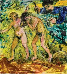 The Expulsion (1952) by Arthur Boyd, 1952, glazed ceramic tile, sold Aug 2014