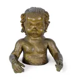 Jacob Epstein, Seventh Portrait of Peggy Jean (pouting, bust with hands) (1920-1921), 1920-1921, bronze with gold patination