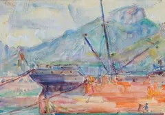 Harbour Scene, Portofino 1921 by John Russell, 1921, watercolour over pencil on paper, sold Aug 2014