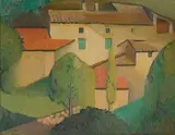 Dorrit Black, The Pink House (1928), 1928, oil on canvas on cardboard