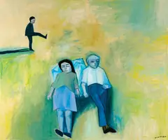 The Tourists (2007) by Robert Dickerson, 2007, synthetic polymer paint on canvas, sold Aug 2014