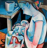 Barbara and Auguste (1957) by Charles Blackman, 1957, oil and enamel paint on composition board, offered Aug 2014