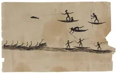 Tommy McRae, (Spearing Fish and Black Swans) (circa 1890), 1890, ink on paper