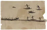 Tommy McRae, (Spearing Fish and Black Swans) (circa 1890), 1890, ink on paper