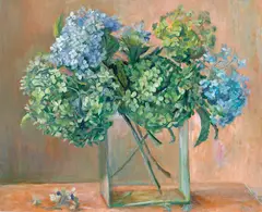 Hydrangeas (1970) by Margaret Olley, 1970, oil on composition board, sold Aug 2014