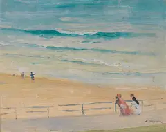 The Evening Bathe (1917) by Elioth Gruner, 1917, oil on composition board, sold Aug 2014
