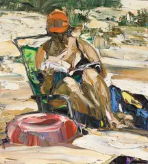 Beach Life (Swimming and Magazine) 2006 by Nicholas Harding, 2006, oil on canvas, sold Aug 2014