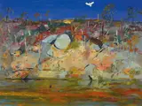Sunset, Shoalhaven Riverbank (1988) by Arthur Boyd, 1988, oil on composition board, sold Aug 2014