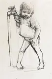 Boy at the Tap by Russell Drysdale, ink and pastel on paper, sold Jul 2014