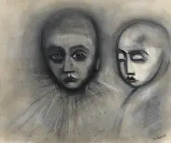 Robert Dickerson, (Two Faces), charcoal and pastel on paper