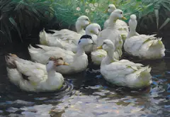 Alexander Koester, Ans Ufer (Enten) To the Shore (Ducks), oil on canvas