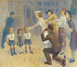 Roland Wakelin, (Street Photographer), oil on cardboard