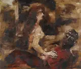 Francis Lymburner, The Lovers, oil canvas on composition board
