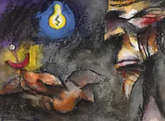 Flirtation 1976 by Albert Tucker, 1976, watercolour and charcoal on paper, offered Jul 2014