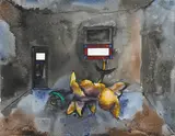 Albert Tucker, Derelict House 1979, 1979, ink and watercolour on paper