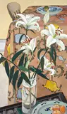 Cressida Campbell, Lilies with Indian Cloth (1994)