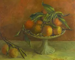 David Edgar Strachan, Still Life with Compote of Oranges 1967, 1967, oil on composition board